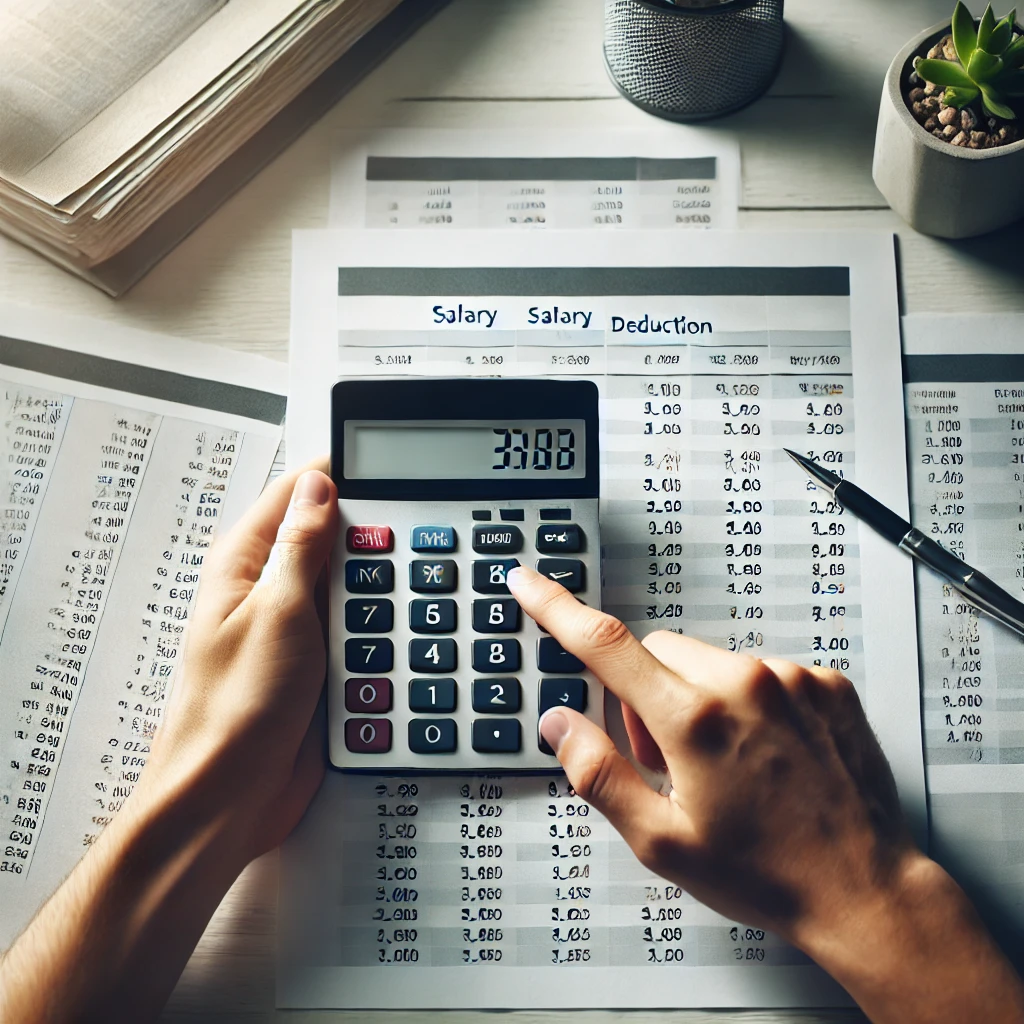 a person using a calculator on a table